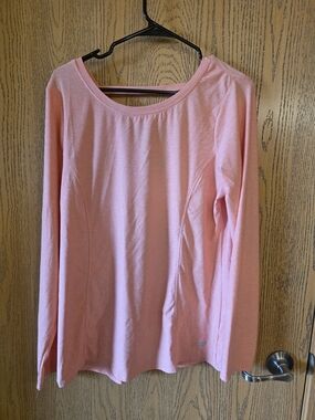 Marika Light Pink Long Sleeve Scoop Neck Top